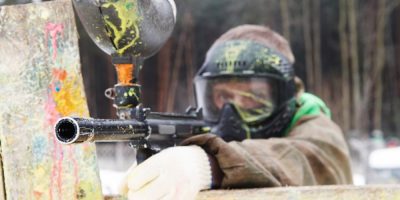 Paintball extreme sport game player